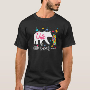 Stolze Autismus-Ehefrau Bär Puzzle Autismus-Ehefra T-Shirt