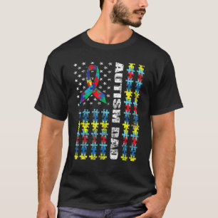 Stolze Autismus-Mutter Amerikanisches Flagge Puzzl T-Shirt