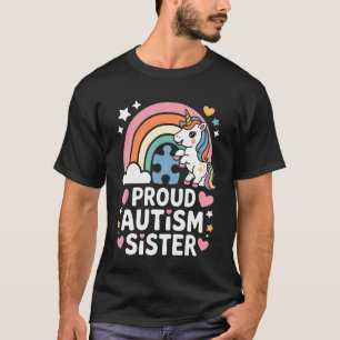 Stolze Autismus-Schwester Regenbogen Einhorn Puzzl T-Shirt