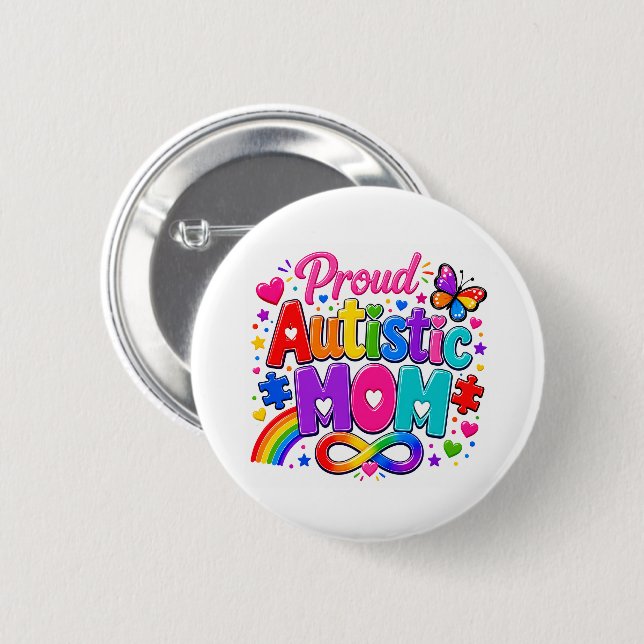 Stolze Autistische Mutter Button Pin | (Vorne & Hinten)