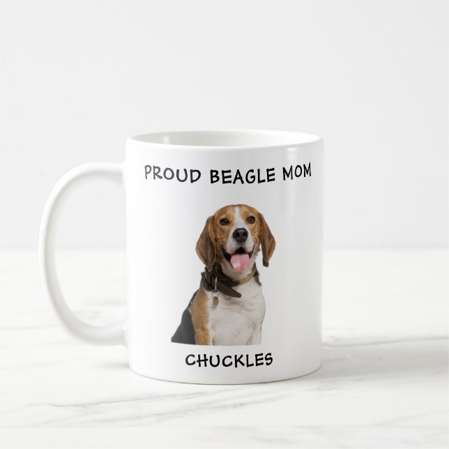 Stolze Beagle Mama Personalisiert Hunde Foto Kaffeetasse (Links)
