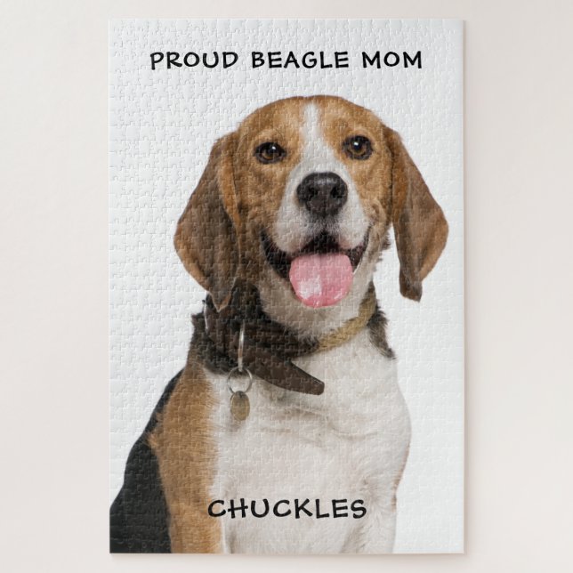 Stolze Beagle Mama Personalisiert Hunde Foto Puzzle (Vertikal)