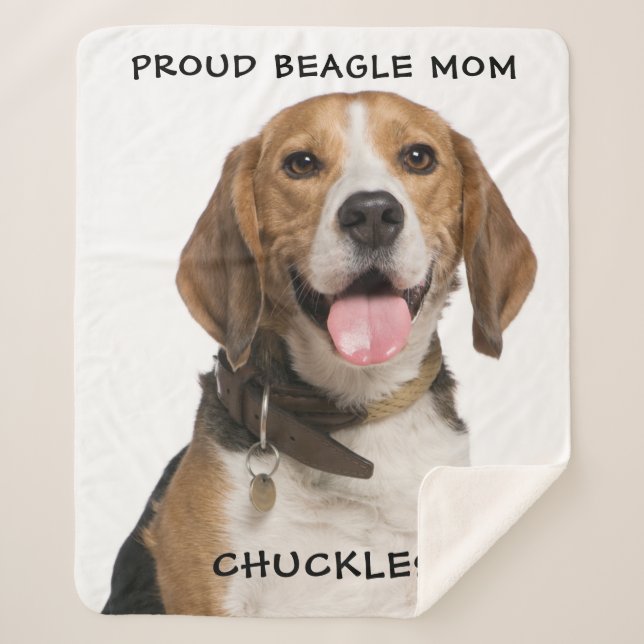 Stolze Beagle Mama Personalisiert Hunde Foto Sherpadecke (Vorderseite)