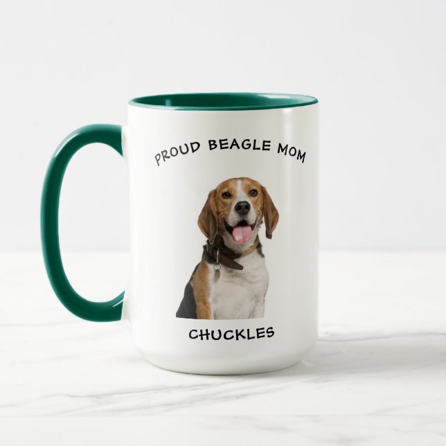 Stolze Beagle Mama Personalisiert Hunde Foto Tasse (Links)
