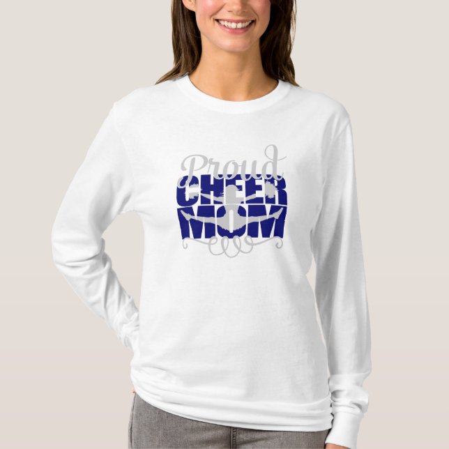Stolze Beifall-Mama mit blauen Buchstaben T-Shirt (Vorderseite)