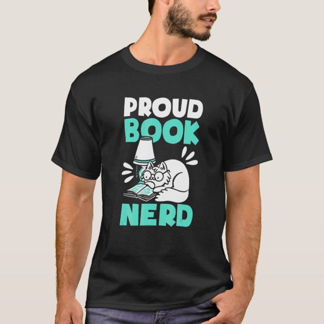 Stolze Bücher-Nerd-Katze Buch Lesebuch T-Shirt (Vorderseite)