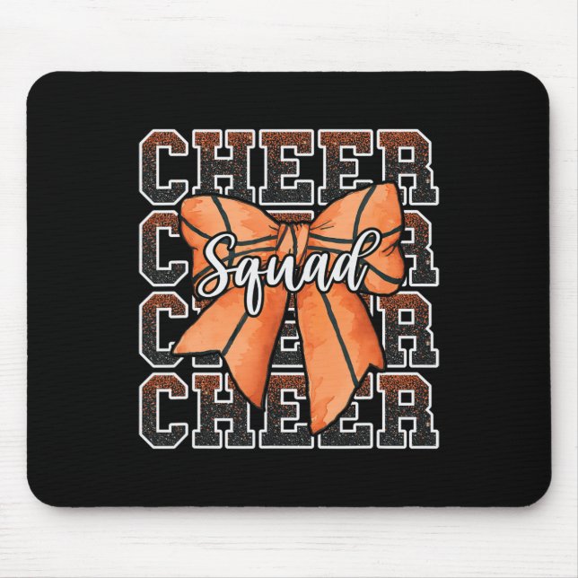 Stolze Cheer Squad Coquette Bow Sport Sketll Orang Mousepad (Vorne)