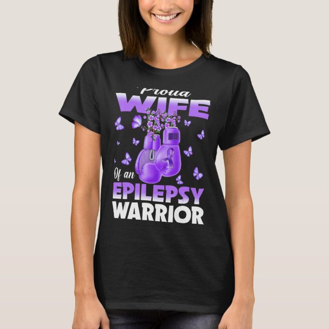Stolze Ehefrau einer Epilepsie Warrior Epilepsie A T-Shirt (Vorderseite)