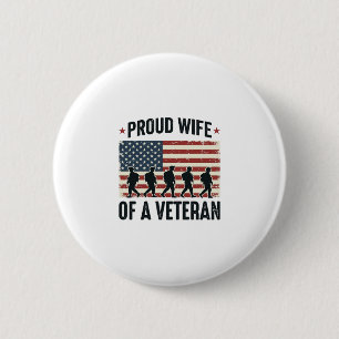 Stolze Ehefrau eines Veteranen Patriotisches Shirt Button
