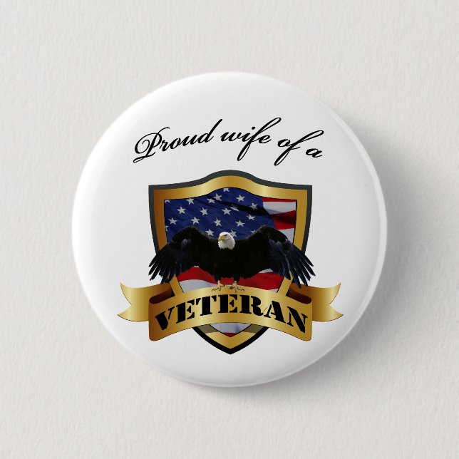 Stolze Ehefrau eines Veterans Button (Vorderseite)