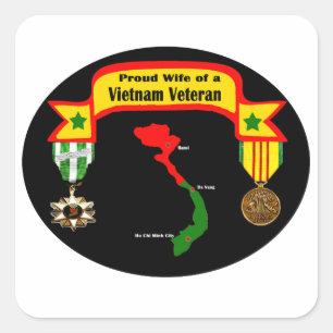 Stolze Ehefrau eines Vietnam-Veteranen-Aufklebers Quadratischer Aufkleber
