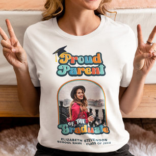 Stolze Eltern des Fotos Graduierte Groovy Retro T-Shirt