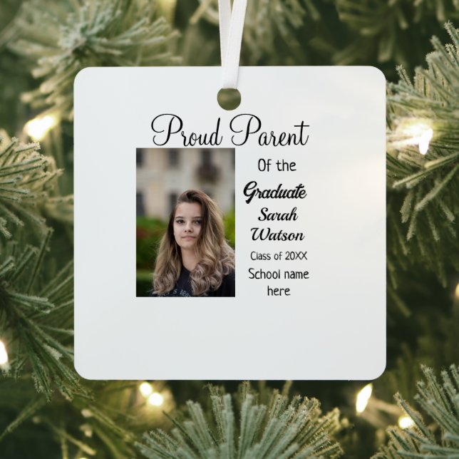 stolze Elternstudentin geben Foto-Namen-Klasse Jah Ornament Aus Metall (InSitu)