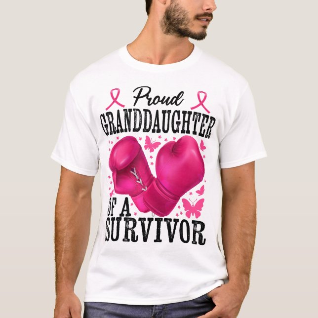 Stolze Enkelin Überlebende Brustkrebs Boxen  T-Shirt (Vorderseite)