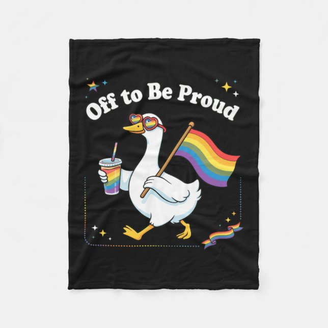 Stolze Ente im Regenbogen-Getränk-Parade Fleecedecke (Vorderseite)