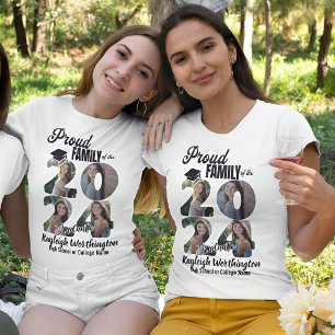 Stolze Familie 2024 Graduate Custom Foto Collage T-Shirt
