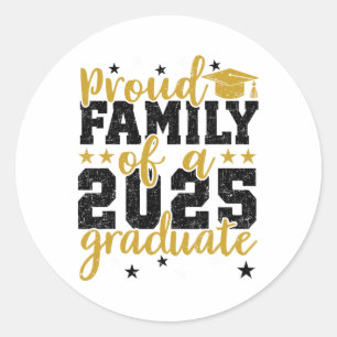 Stolze Familie mit 2025 Graduat für Graduati Runder Aufkleber