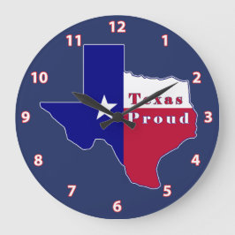 Stolze Flaggen-Karte Texas Große Wanduhr