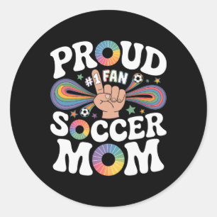 Stolze Fußballmutter Fröhlicher Fan-Support für Mü Runder Aufkleber