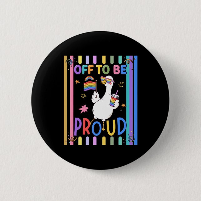 Stolze Gans Regenbogenflagge Spaß-Feier Button (Vorderseite)