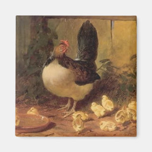 Stolze Glucke und ihre Küken (Babyküken) Magnet