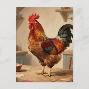Stolze Hahnen-Farmhouse-Küche Postkarte