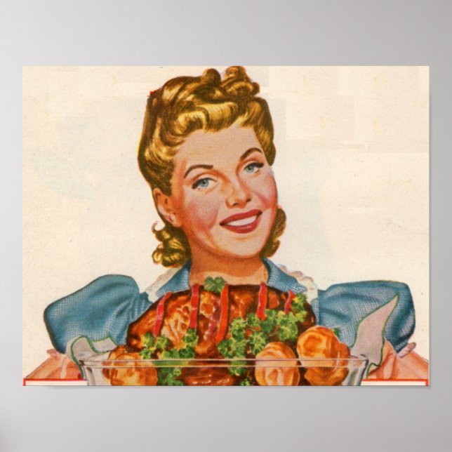 stolze Hausfrau mit ihrem Dinner-Schaffen Poster (Vorne)