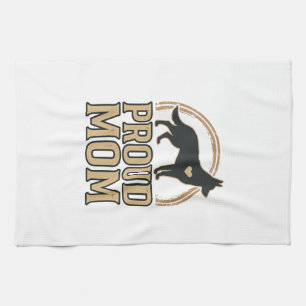 Stolze Hundefrau-Silhouette Vintage-Vektordesign_1 Geschirrtuch
