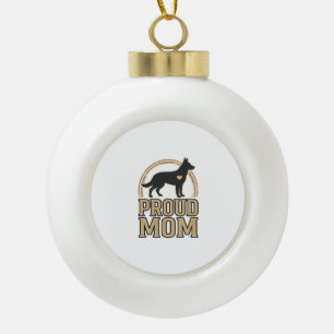 Stolze Hundefrau-Silhouette Vintage-Vektordesign_1 Keramik Kugel-Ornament
