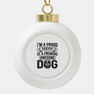 Stolze Hundemutter Vintage Gravur Vektor Design_1 Keramik Kugel-Ornament