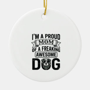 Stolze Hundemutter Vintage Gravur Vektor Design_1 Keramik Ornament