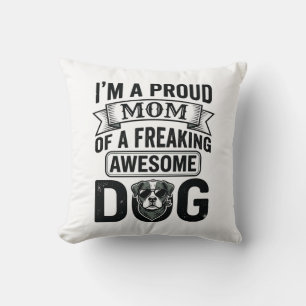 Stolze Hundemutter Vintage Gravur Vektor Design_1 Kissen