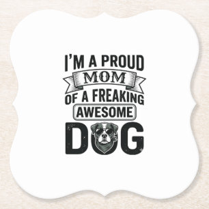 Stolze Hundemutter Vintage Gravur Vektor Design_1 Untersetzer