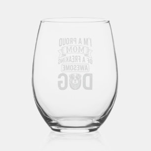 Stolze Hundemutter Vintage Gravur Vektor Design_1 Weinglas Ohne Stiel