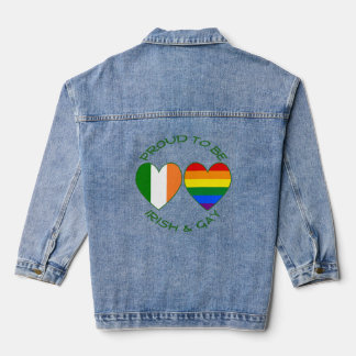 Stolze irische und schwule Herzflaggen zeigen Stol Jeansjacke