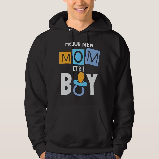 Stolze Junge Mutter, es ist ein Junge, der Mama Mo Hoodie (Vorderseite)