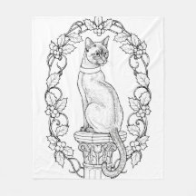 Stolze Katze auf klassischer Säule mit Stechpalme