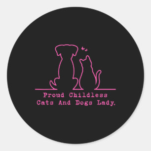 Stolze kinderlose Katzen und Hunde Lady Vintage Fr Runder Aufkleber