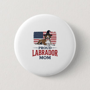 Stolze Labrador-Mama-patriotisches Hund-Halloween- Button