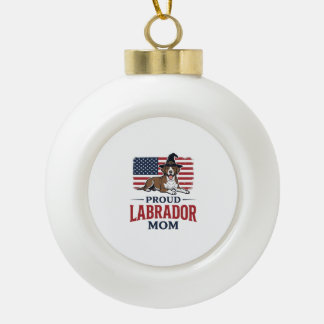 Stolze Labrador-Mama patriotisches Hund-Halloween- Keramik Kugel-Ornament
