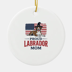 Stolze Labrador-Mama-patriotisches Hund Halloween- Keramik Ornament