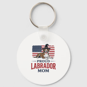 Stolze Labrador-Mama-patriotisches Hund-Halloween- Schlüsselanhänger