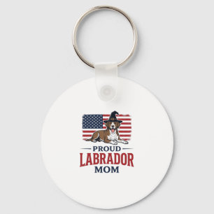 Stolze Labrador-Mama-patriotisches Hund-Halloween- Schlüsselanhänger