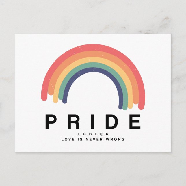 Stolze Liebe gewinnt farbenfrohe Rainbow LGBTQ Postkarte (Vorderseite)