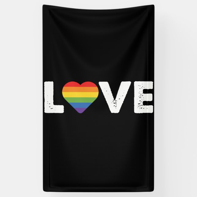 Stolze Liebe ist Liebe Gay Equality Rainbow LGBTQ Banner (Vertikal)