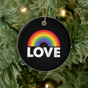 Stolze Liebe ist Liebe Gay Equality Rainbow LGBTQ Keramik Ornament