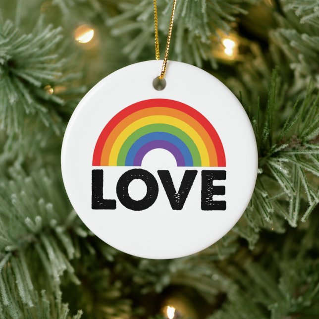 Stolze Liebe ist Liebe Gay Equality Rainbow LGBTQ Keramik Ornament (Baum)
