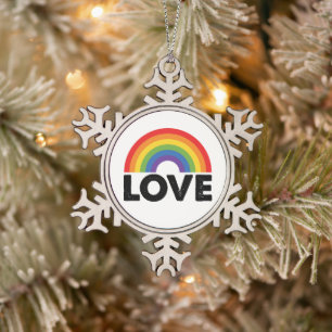 Stolze Liebe ist Liebe Gay Equality Rainbow LGBTQ Schneeflocken Zinn-Ornament