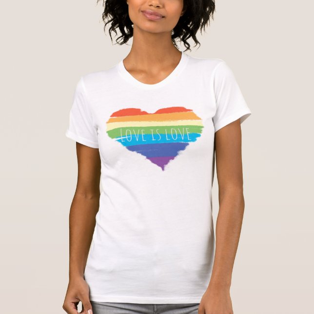 Stolze Liebe ist Liebe Gay Pride Regenbogen Flag H T-Shirt (Vorderseite)