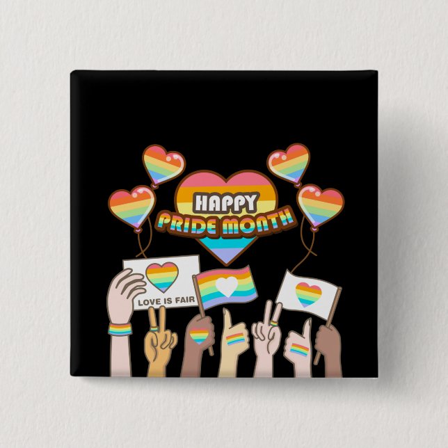 Stolze Liebe. Liebe ist fair. Stolz Monat. Button (Vorderseite)